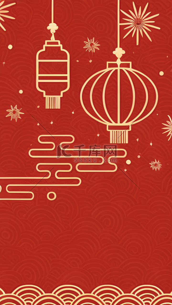 国风新年喜庆灯笼通用背景图片免费下载_海报banner/高清大图_千库网(图片编号6596955)