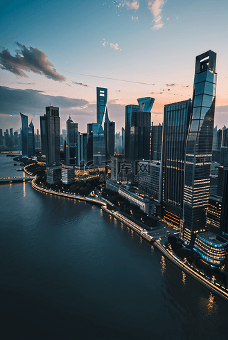 傍晚上海城市建筑摄影图128