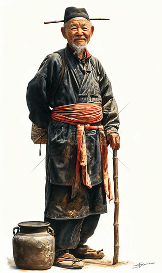 亚洲古代男性厨师人像摄影