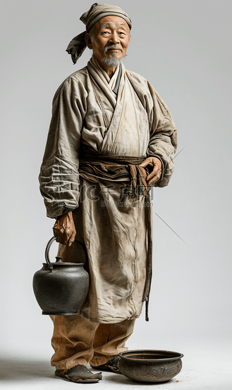 亚洲古代男性厨师人像摄影