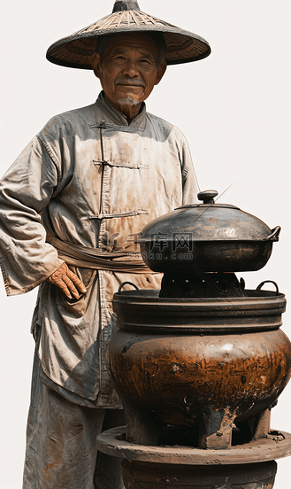 亚洲古代男性厨师人像摄影