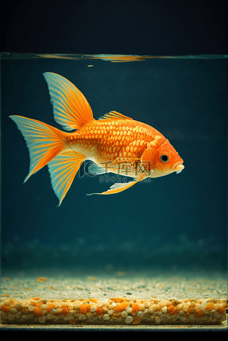 可爱的小金鱼在水里游动图6摄影配图