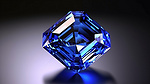 蓝色蓝宝石宝石的 Asscher 切割 3D 渲染