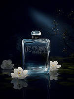 白色花卉植物男士香水摄影广告背景