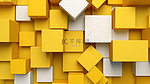 现代简约黄色 3D 产品展示的顶视图，具有重复的方形支架图案