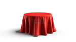 3d 渲染圆桌的孤立插图，白色背景上有红色桌布