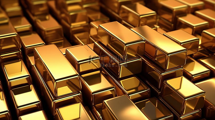 3d 金条的渲染是商业和财富成功的象征背景图片免费下载_海报banner/高清大图_千库网(图片编号6896659)