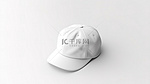 空白白色背景上白色制服帽或帽子样机的 3D 渲染