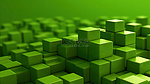 绿色背景上绿色色调的 3D 几何块集