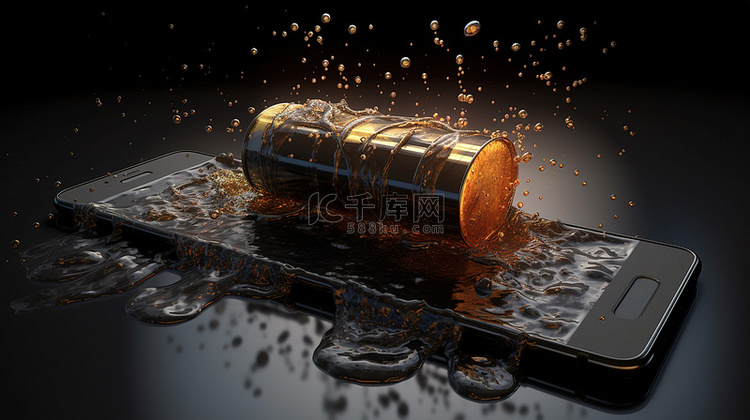 溅满原油的桶石油工业的动态描绘背景图片免费下载_海报banner/高清大图_千库网(图片编号6744527)