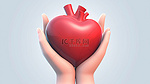 卡通风格3D插画手捧红心象征器官捐赠家庭保险世界心脏日世界卫生日感恩善良感恩与爱