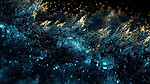 抽象 3D 渲染闪闪发光的蓝色和黑色数字粒子