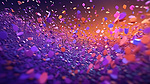 鲜艳的彩色颗粒在紫色背景下翱翔，抽象 3D 渲染