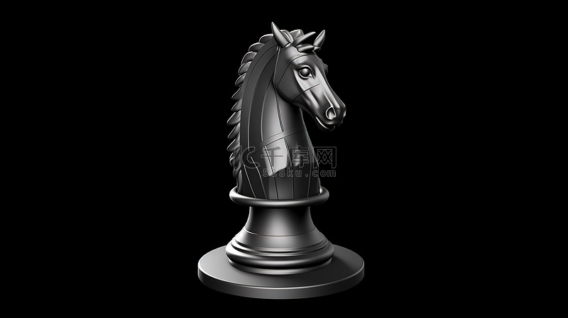 游戏 3d 风格 3d 渲染中的单色单色轮廓国际象棋骑士图标背景图片免费下载_海报banner/高清大图_千库网(图片编号6753274)