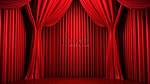 3D 渲染的音乐会和演出演示的红色窗帘设计背景