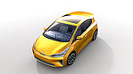 用于现代城市驾驶的高级范围增强型黄色电动掀背车的 3D 渲染