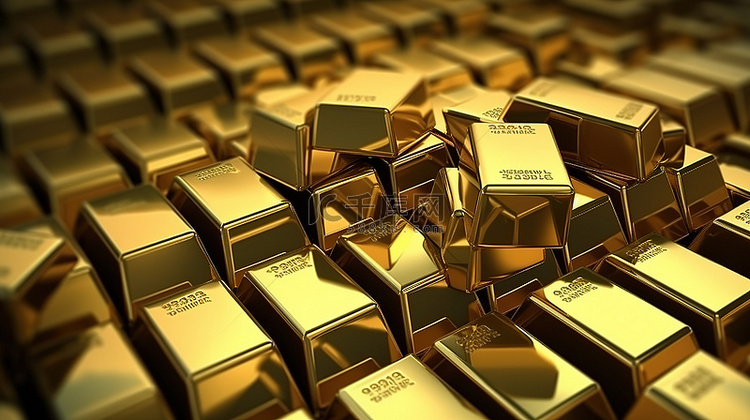 网站横幅黄金价格令人惊叹的 3D 渲染金条背景图片免费下载_海报banner/高清大图_千库网(图片编号6956435)