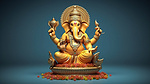 印度教神象甘尼萨雕像，用于 3D 渲染插图中的节日庆祝活动