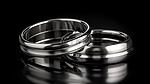 3d 渲染中的银色钢环，用于在横幅模型上展示产品设计