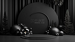 优雅的黑色圣诞产品展示，用于促销横幅 3D 插图