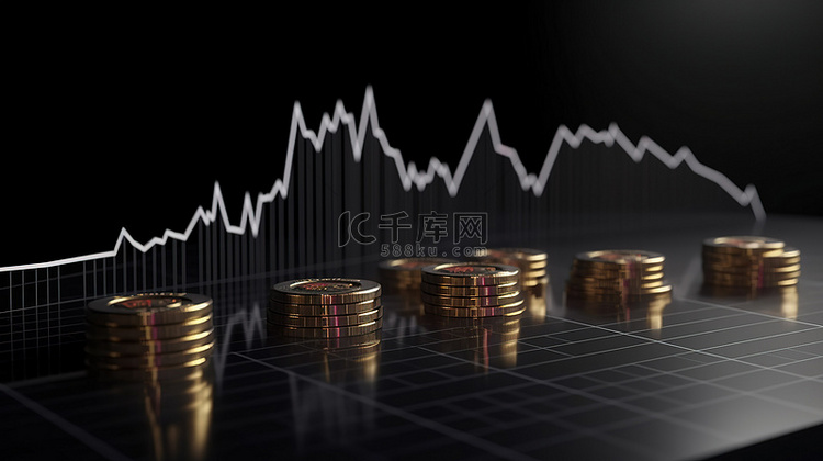 股票市场投资交易金融、硬币和图表或外汇分析利润金融业务趋势数据背景。高清摄影大图-千库网