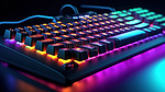 采用时尚黑色设计的背光 RGB 游戏键盘 3D 渲染