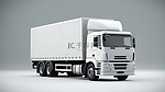 宽敞的白色大型装备，配有拖车，非常适合 3D 渲染的图形放置
