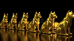 dogecoin 的标志性 doge 阵容的虚拟货币创新 3d 渲染