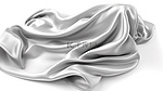 白色背景隔离闪闪发光的波浪织物在抽象银色飞行 3d 渲染