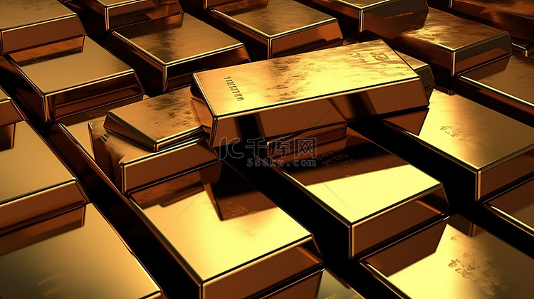 闪闪发光的金条的 3d 插图背景图片免费下载_海报banner/高清大图_千库网(图片编号6797003)