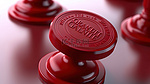 红色蜡封上的质量保证标志隔离在白色背景上，用于商业目的 3d 渲染