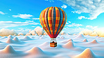蓝天背景下热气球的 3D 插图