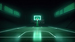荒凉的篮球场，周围照明的运动场 3D 渲染背景
