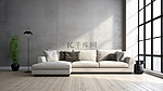 现代沙发装饰简约内墙 3D 渲染正面视图