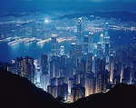 香港城市夜景鸟瞰图