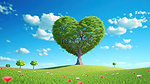 心形树绿色的田野和蓝天一首美丽的颂歌地球母亲