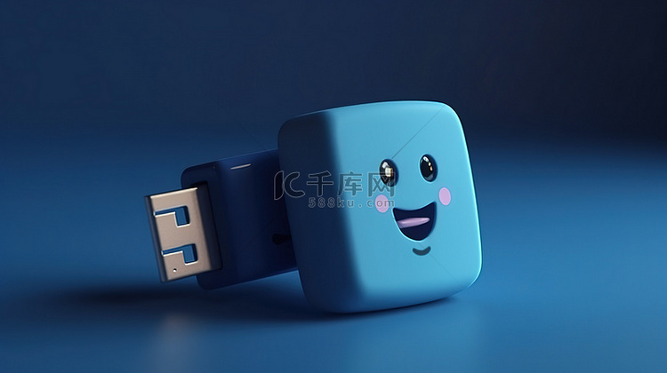 3d 中的卡通 usb 图标在蓝色背景下渲染插图背景图片免费下载_海报banner/高清大图_千库网(图片编号6714450)