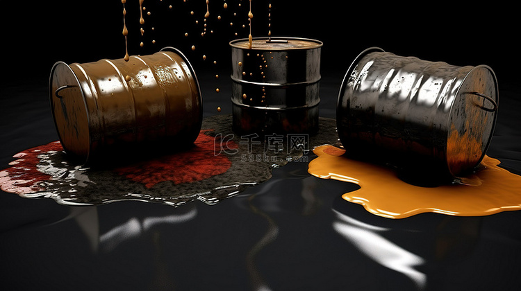 三桶油在 3D 现实中溢出背景图片免费下载_海报banner/高清大图_千库网(图片编号6713157)