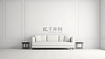简约的室内白墙背景与舒适的沙发 3D 渲染