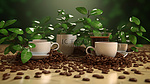 咖啡饮品热饮咖啡豆绿色
