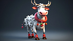 圣诞老人牛的俏皮 3D 插图