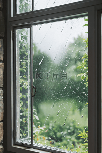 被雨水打湿的窗户摄影照片4
