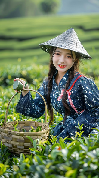 照片摄影图人物写真采茶女孩