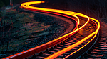 深色夜晚铁路轨道黄色光线轨道的背景5