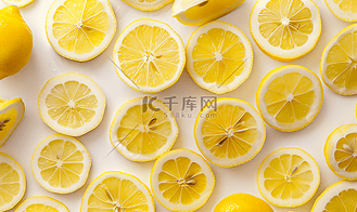 清新留白柠檬片设计背景