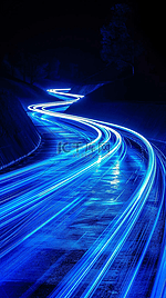 蓝色科技流动速度光纤粒子光效背景