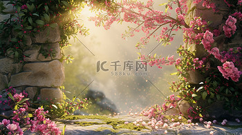 阳光下森林里花朵的摄影10图片