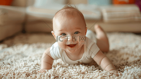 趴在地毯上的婴儿摄影3