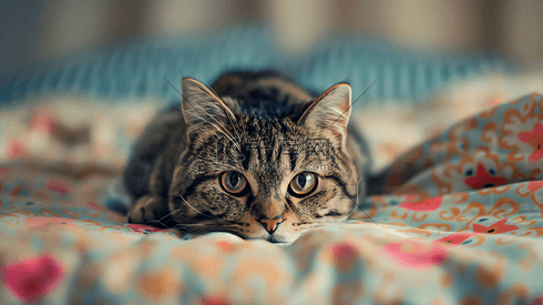 床上的可爱猫咪摄影2