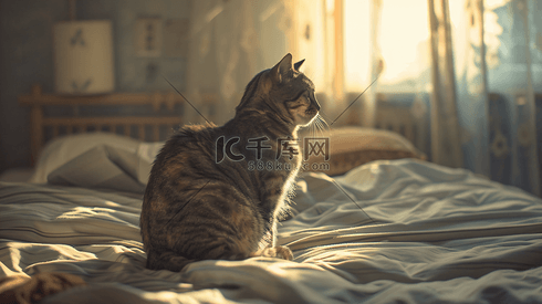 床上的可爱猫咪摄影6